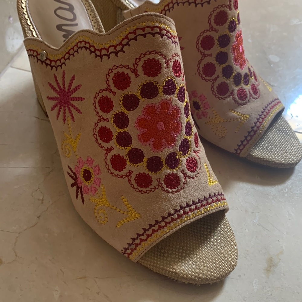 Sam Edelman Platform Slides With Suede And Embroi… - image 2